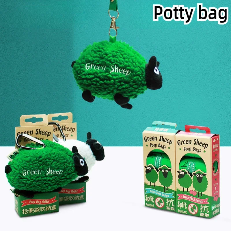 Green Sheep Garbage Bag Pet Dog Pooper Bag Thickened Degradable Portable Dog Walking Pooper Bag Pet Product Housebreaking Litter