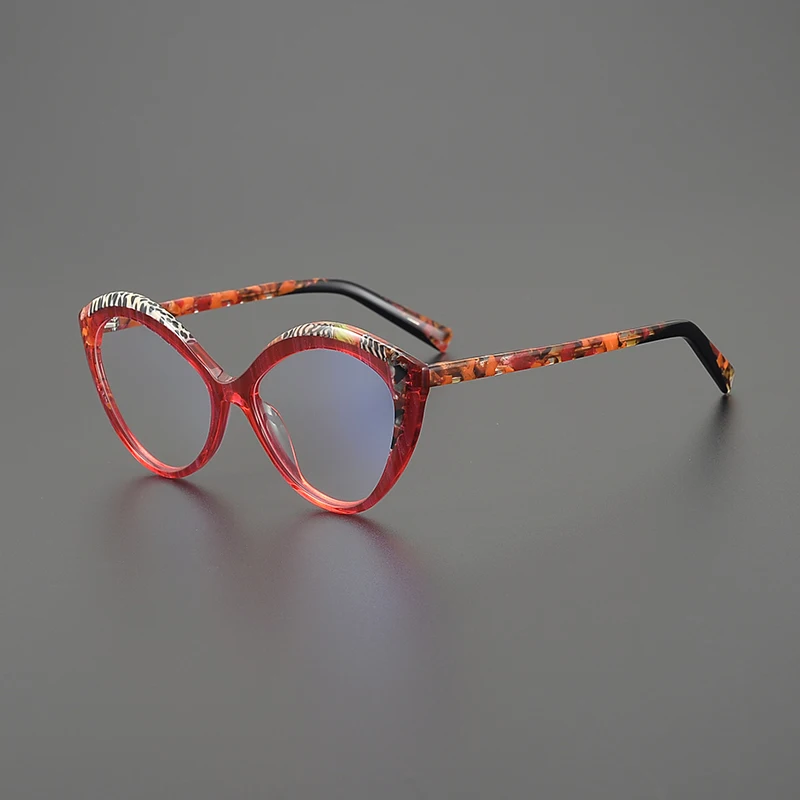 Japanese Handmade Glasses Frames Quality Vintage Matte Acetate Cat Eye Colorful Eyeglasses Men Women Designer Fashion Eyewear