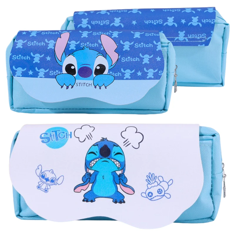

Disney Stitch Pencil Bag Large Capacity Double Layer Pencil Case Student Stationery Storage Cartoon Pen Pouch School Supplies