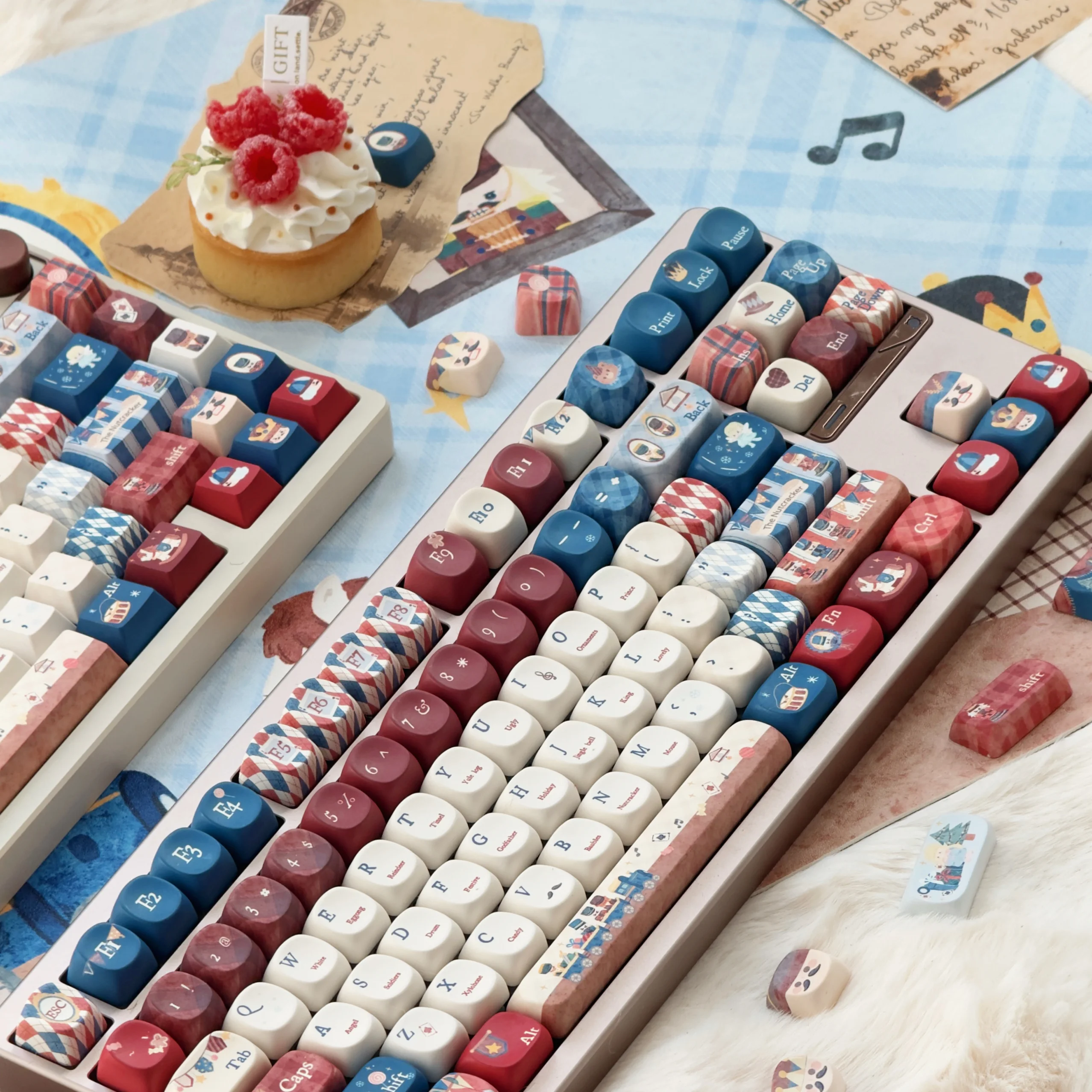 Rood Blauw Wit Thema Keycaps Set PBT Sublimatie 142 toetsen Cherry SOA Profiel Aangepaste Keycaps voor mechanische toetsenbordaccessoires