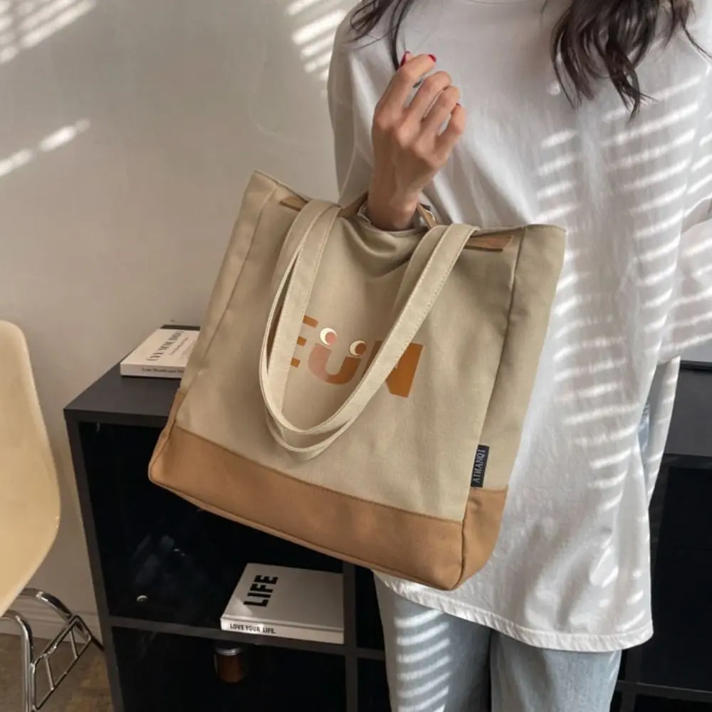 

Cool Large-capacity Canvas Tote Bag Versatile Casual Messenger Bag Korean Version Wear-resistant School Bag Student