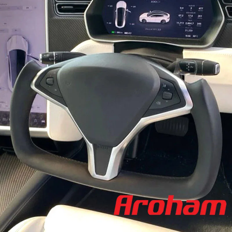 High Quality Full Leather For Tesla Model S Model X Custom Sport YOKE Steering Wheel Customized