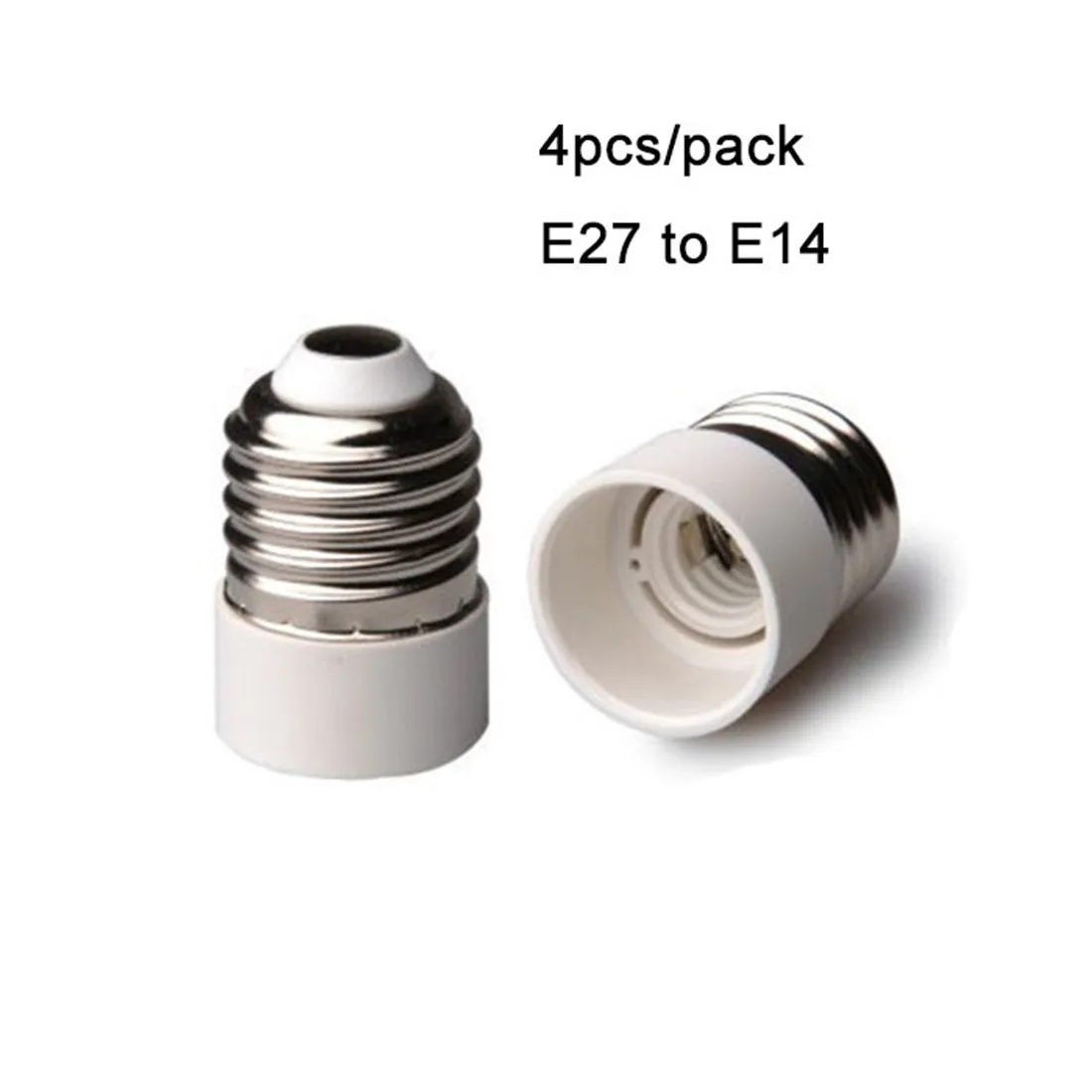 4pcs Pack E27 to E14 Socket Adapter, White Medium E27 to Candelabra E14 Base Bulb Converter