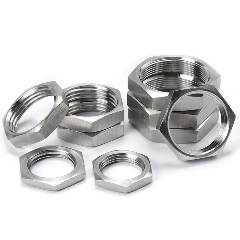 M4 M5 M6~M30 304/316 Stainless Steel Hexagon Thin Nut Root Mother Fine Teeth Nut Inch Pipe Pattern Locking Water Tank Water Tap