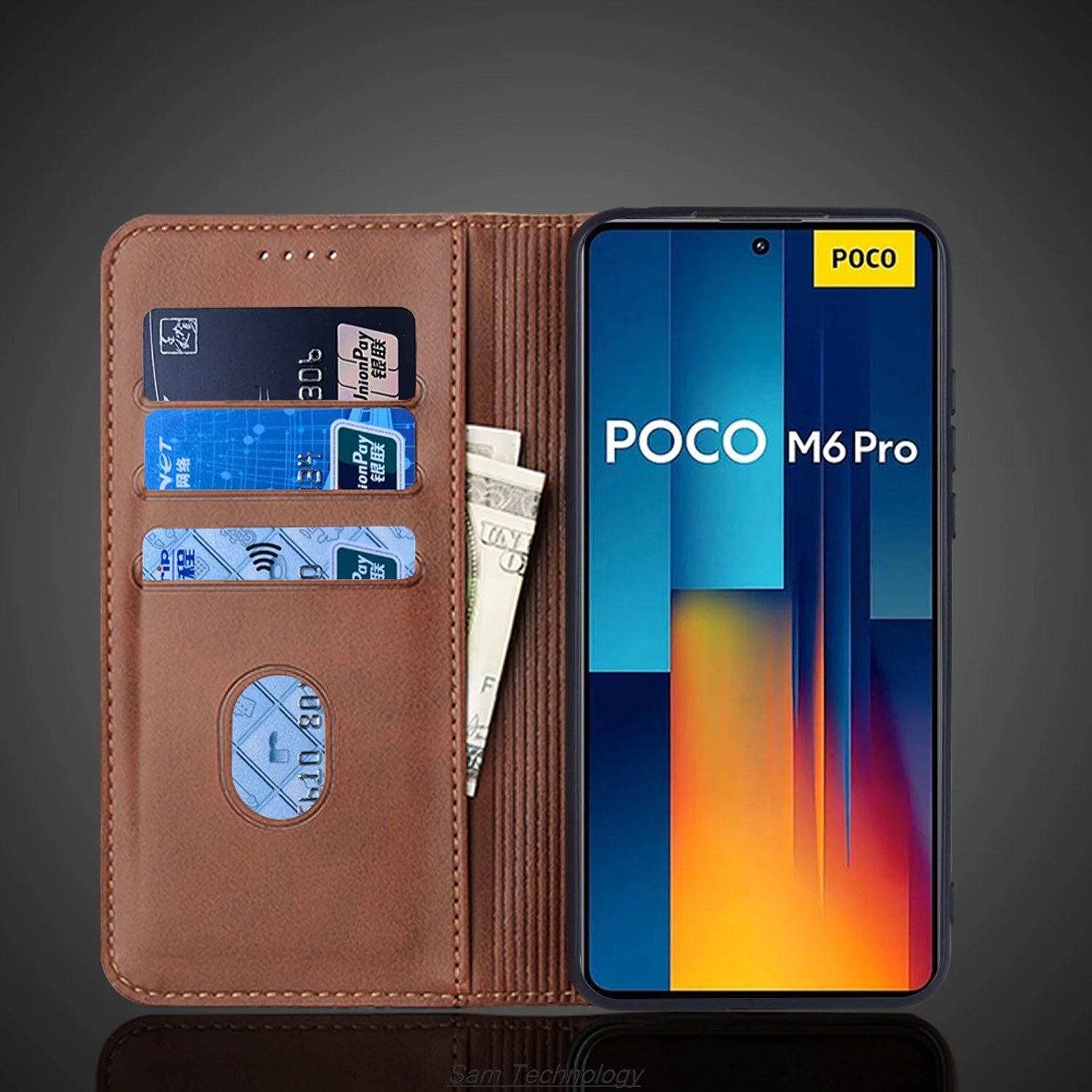 Magnetic attraction Leather Case for Xiaomi POCOPHONE POCO M6 Pro 4G Holster Flip Cover Case Wallet Phone Bags Fundas Coque