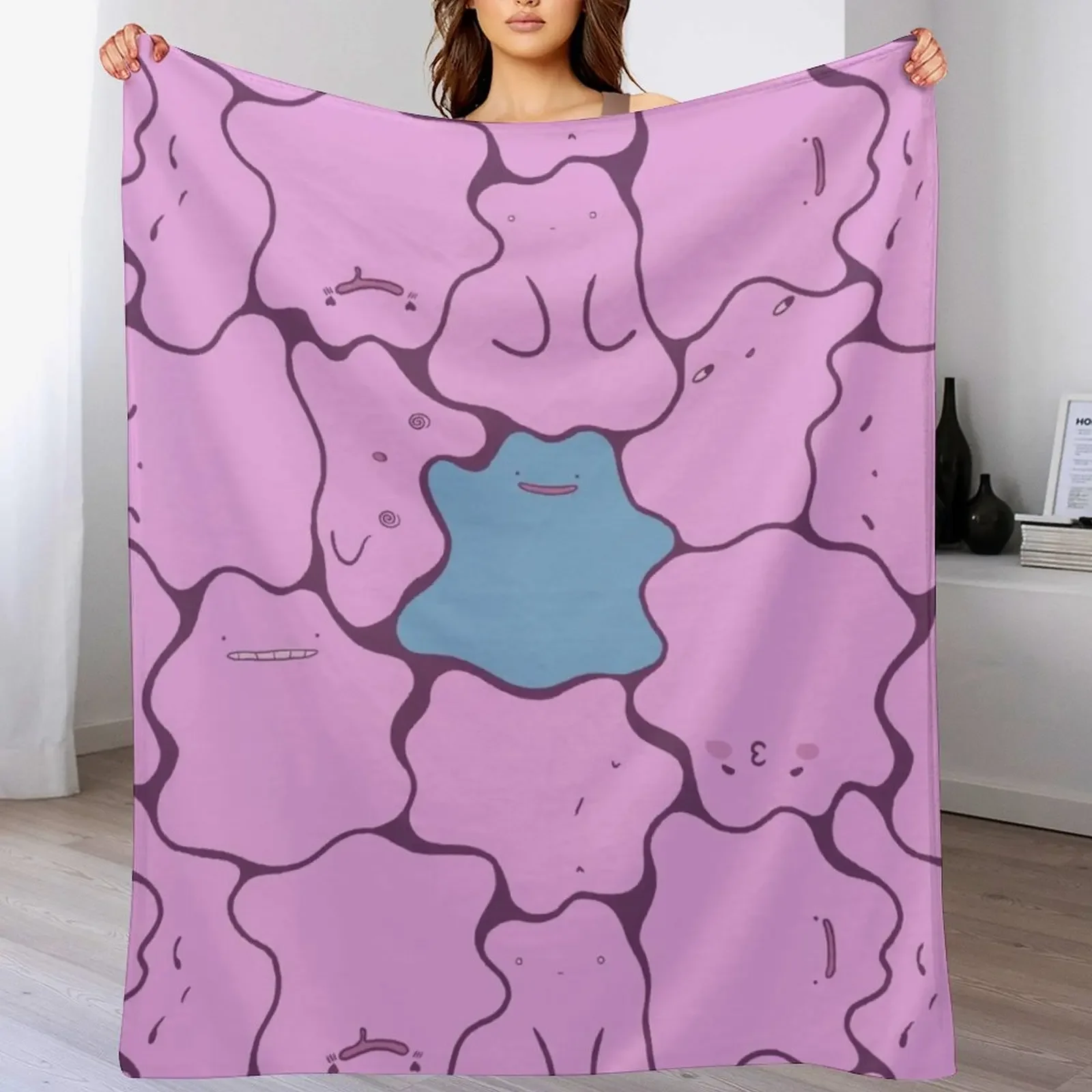 Ditto Pattern Shiny Throw Blanket Furry Tourist Baby Blankets