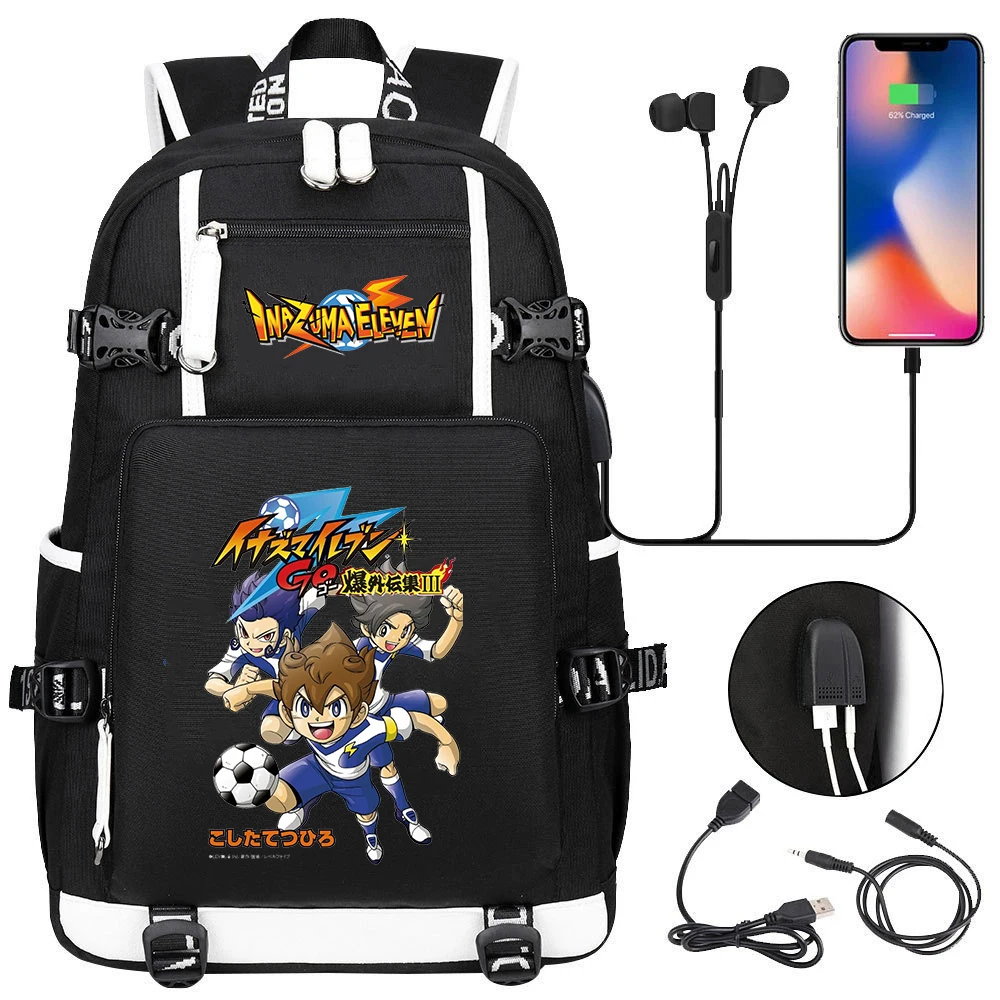 

Inazuma Eleven Go Print School Bags Student Large Capacity Backpack Teenager Travel Knapsack Men Usb Charging Laptop Mochila