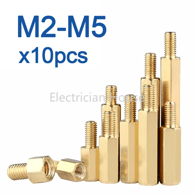 10 sztuk/partia M2 M2.5 M3 M4 M5 Hex mosiężne śruby dystansowe gwintowany filar PCB komputer PC płyta główna Standoff Spacer