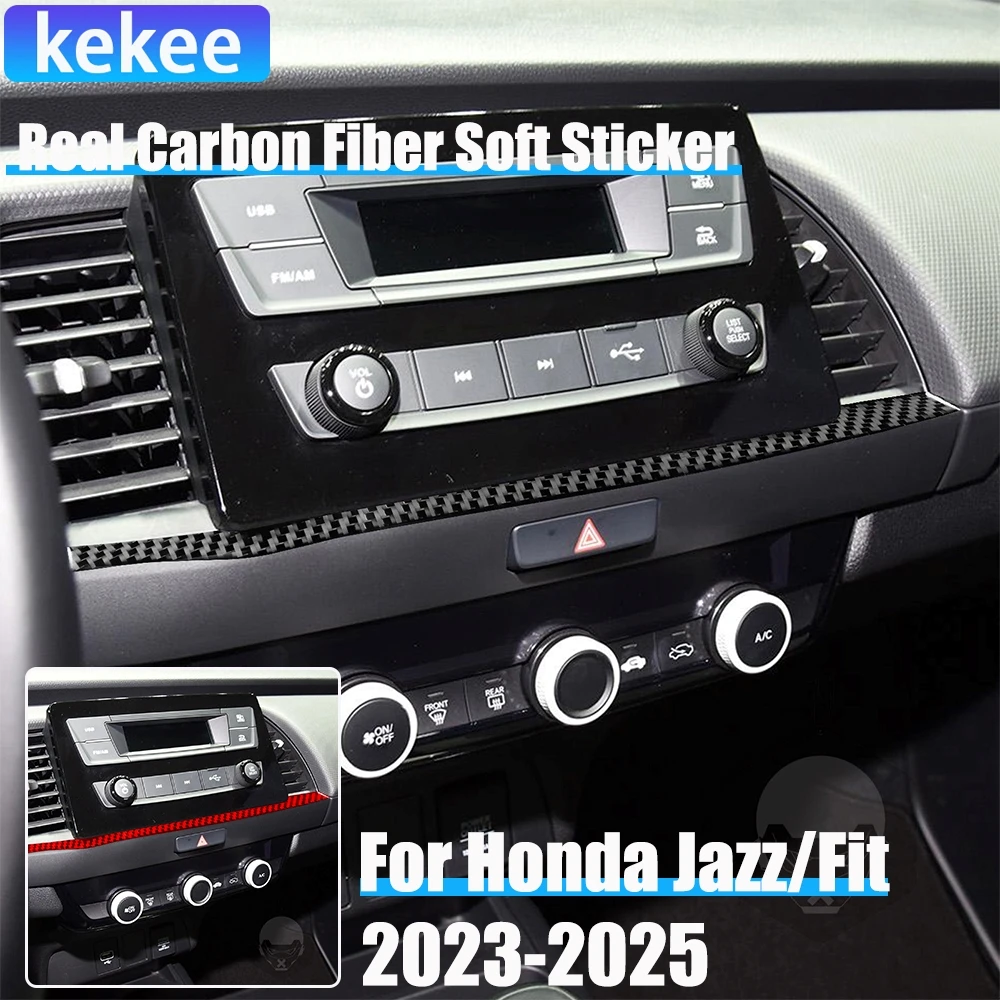 

Real Carbon Fiber Car Accessories Center Air Vent Strip Decorative Cover Soft Sticker For Honda Fit /Jazz GR9 2023 2024 2025
