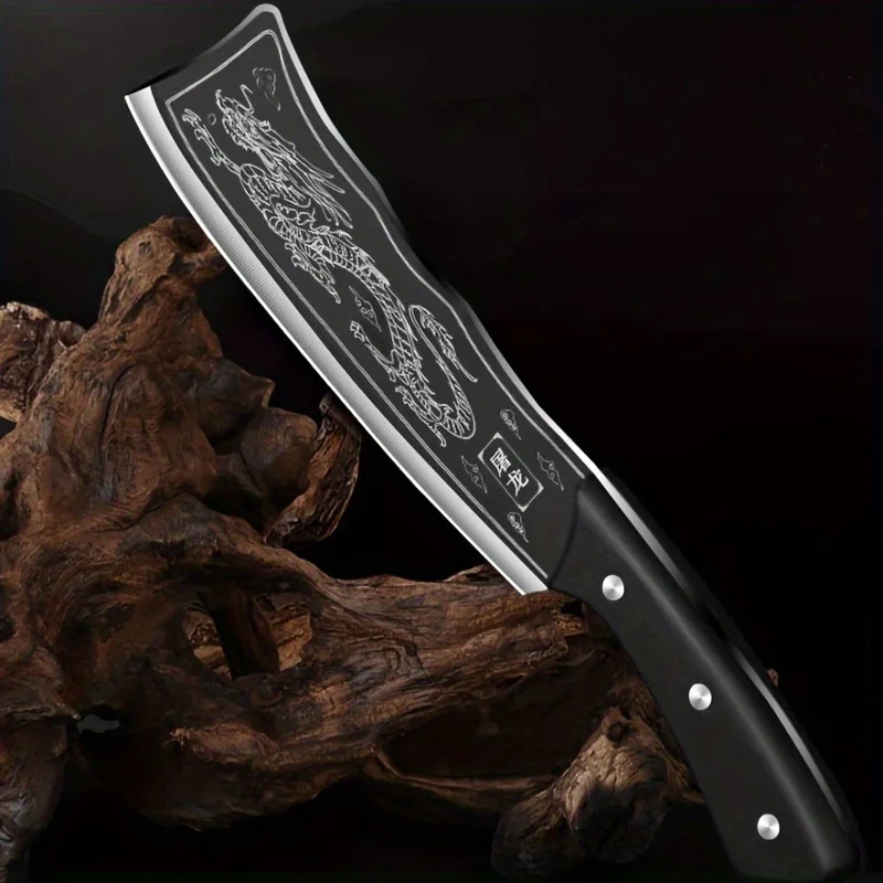 Solid wood handle machete Longquan household bone cutting knife stainless steel sharp bone knife kitchen tools