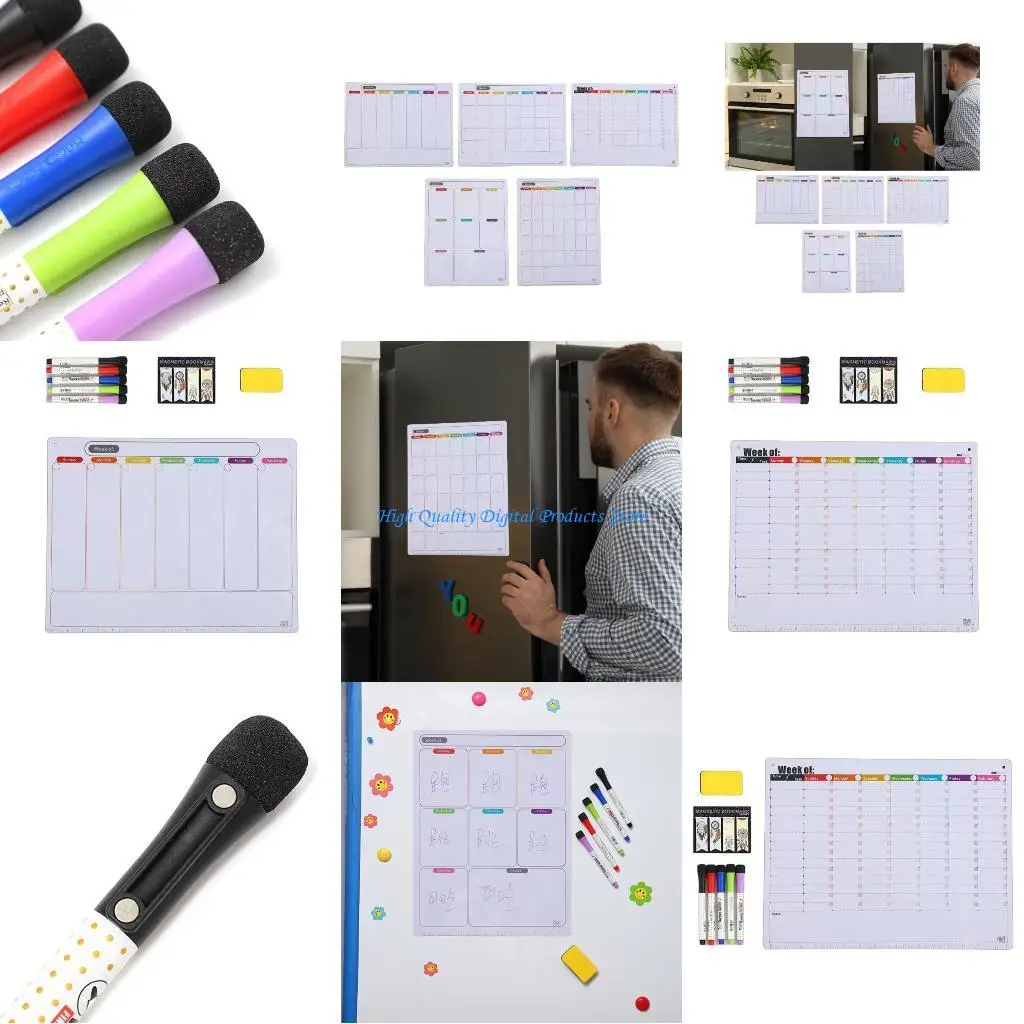 U2JE 磁気ホワイトボード カレンダー ウィークリー プランナー ボード 磁気冷蔵庫カレンダー
