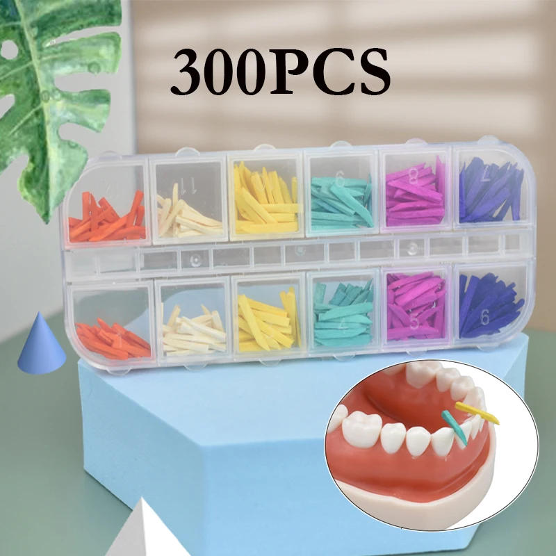 

300 шт./компл. одноразовые деревянные стоматологические клинья, восстановление межзубного композита, контурные клинья для зазоров между зубами Materiais
