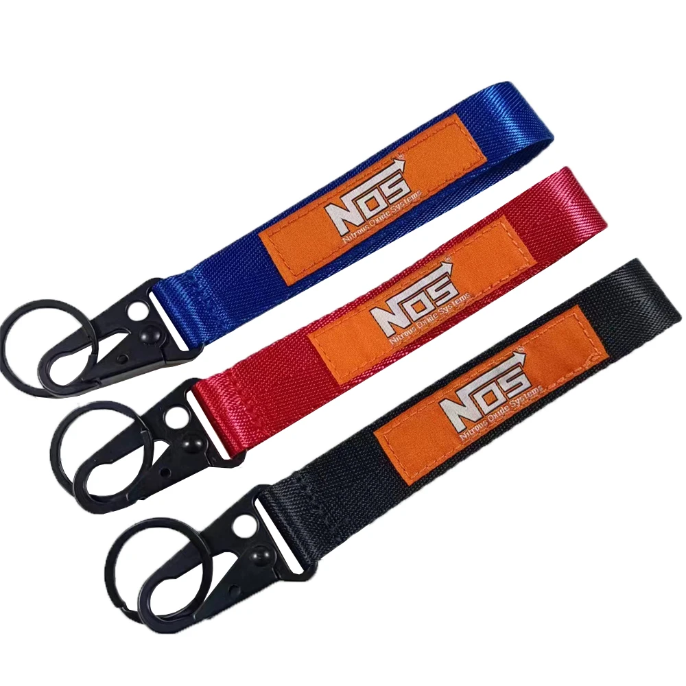 

JDM Car Keychain Nos Nylon Fabric Wristband Key Tag Red Black Blue Decoration Auto Accessories Supplies Gadgets Men Gifts