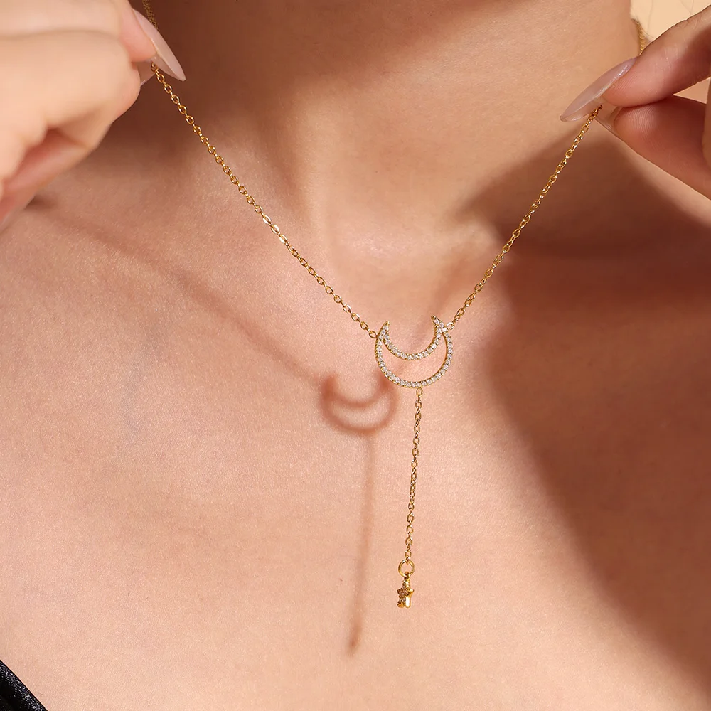 

Ожерелье с подвеской в ​​виде звезды и луны, браслеты для женщин, из нержавеющей стали с PVD-покрытием, позолоченные, свадебный изысканный комплект ювелирных изделий