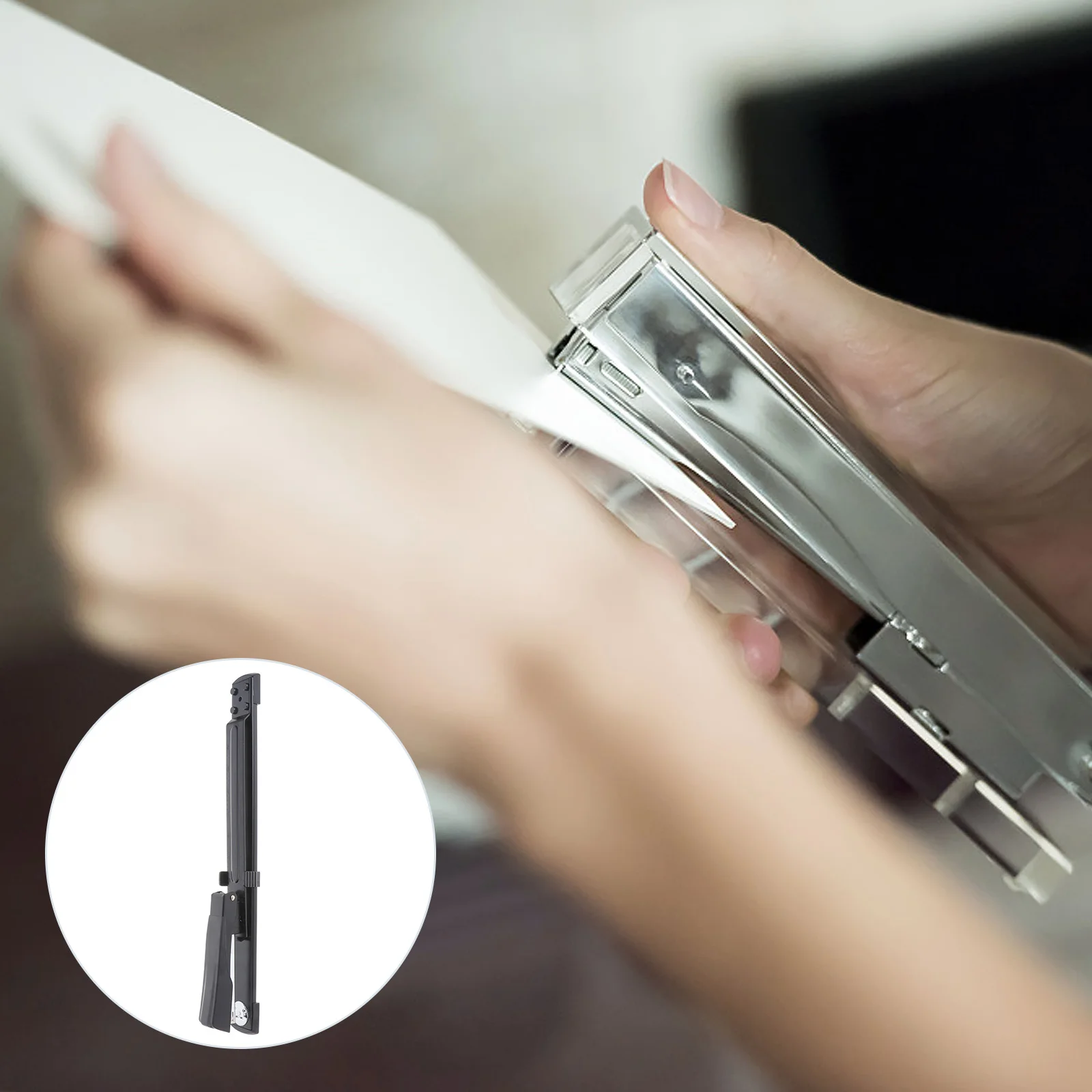 1Pcs Long Arm Stapler Strong Binding Capacity Stapling Tool for Office Home School Desktop Use Easy Carry Design