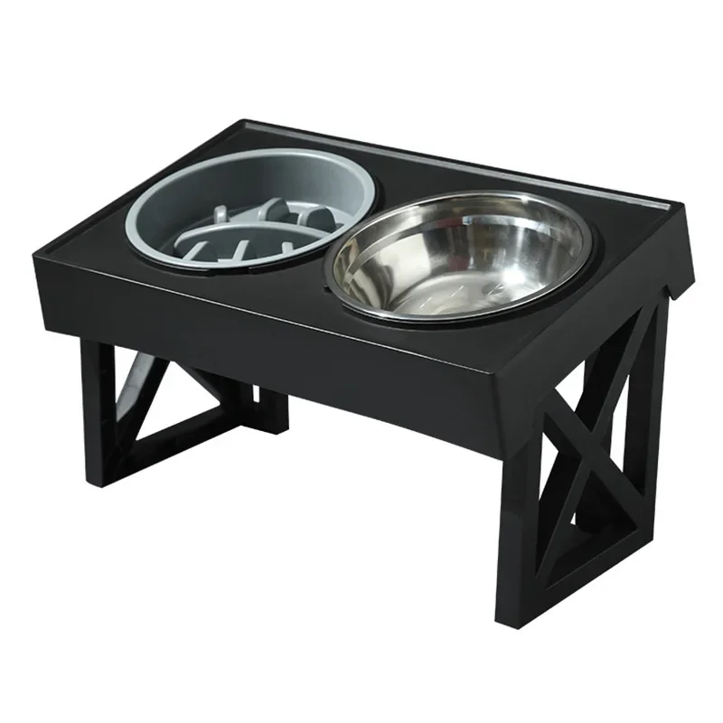 Dog Feeder Elevated Bowls Stand 3 Adjustable Height Pet Slow Feeding Dish Bowl Medium