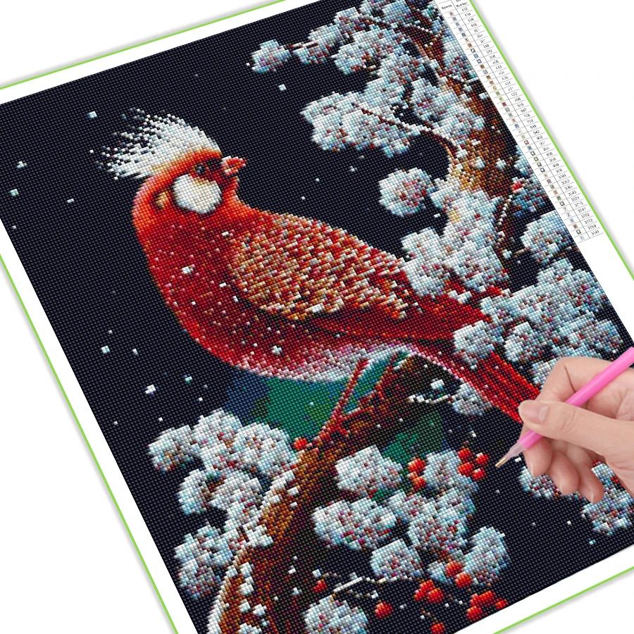 Diy 5D Diamond Painting New Collection Winter Red Bird Fruit Full Rhinestone Embroidery Animals Mosaic Picture Wall Decor AA4777