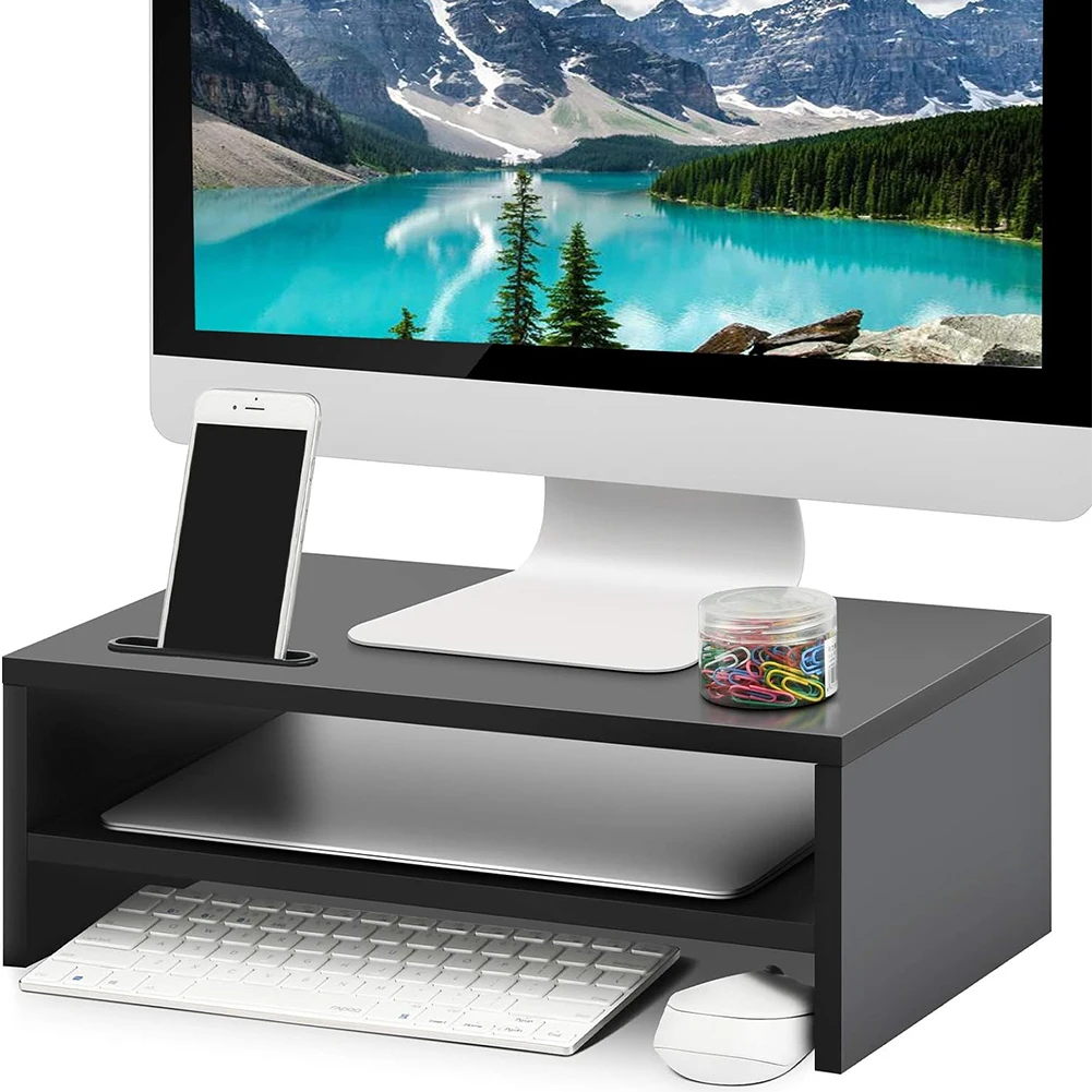 

2-Tier Monitor Stand Riser with Storage & Cable Management Computer Monitor Stand Monitor Riser Desk Organizer