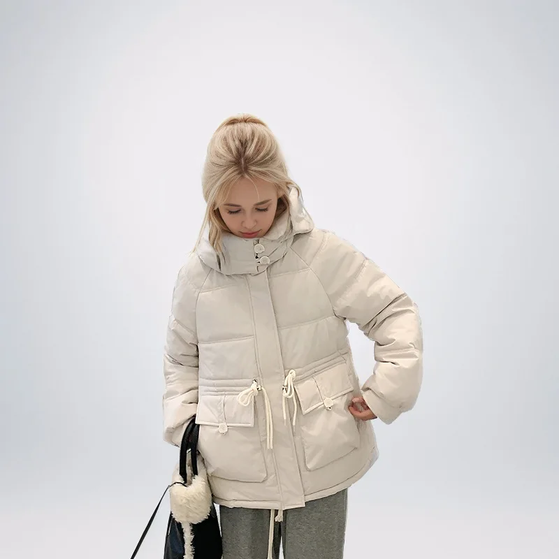 

Women's Long Cotton-Padded Jacket Korean Style Warm Coat Loose Fit down Alternative