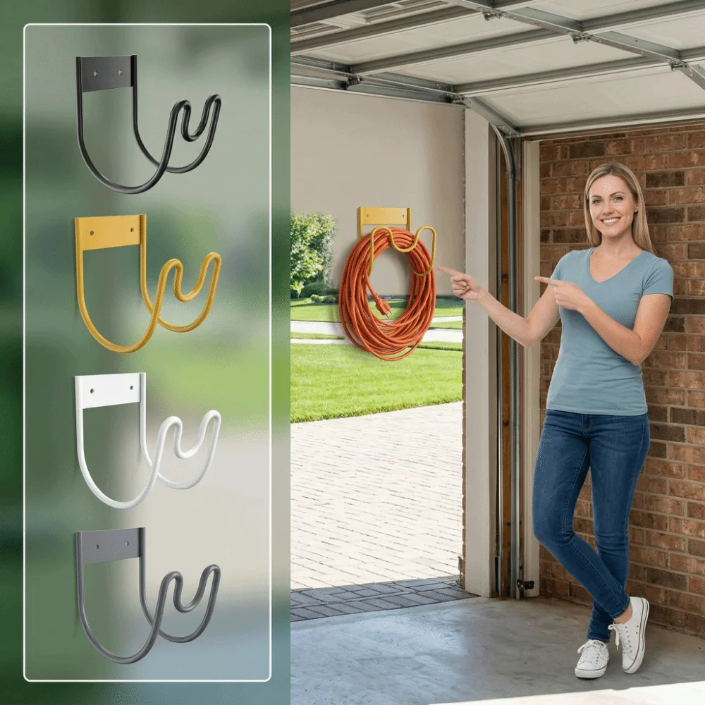 Rust Proof Garden Hose Holder Durable Wall Mount Water Hose Rack Easy Installation Heavy Duty Metal Wire Holder Garden