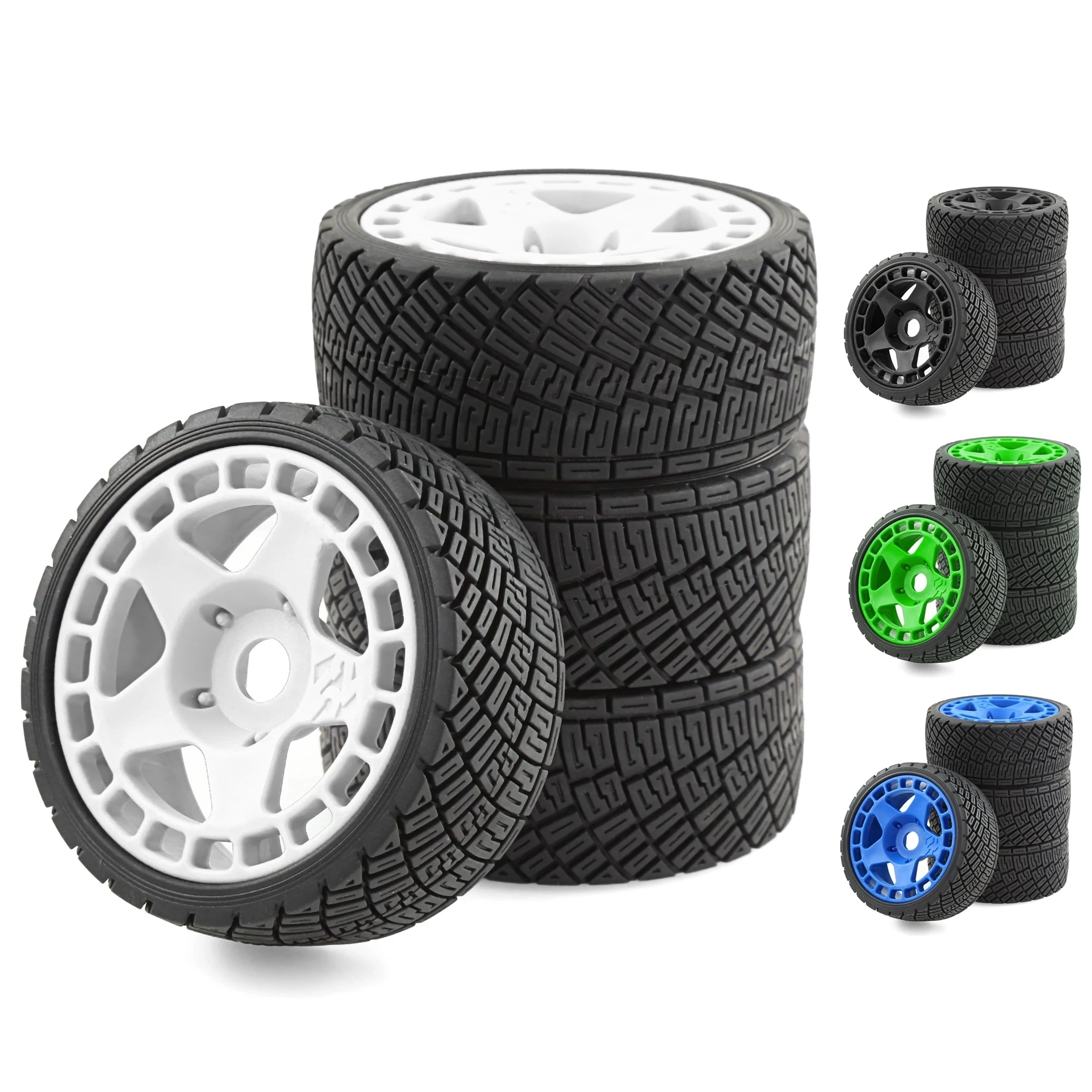 

4pcs 100mm 1/7 1/8 RC Rally Off-Road Buggy Tires Wheel 17mm Hex for ARRMA Traxxas Redcat Team Losi Kyosho HPI WR8 HSP RC Car