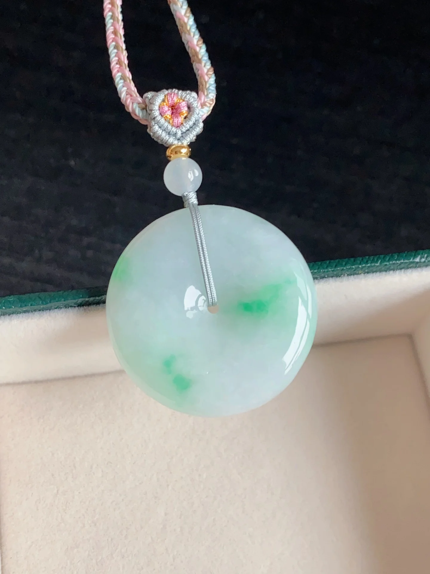 

Natural Jade A Green Gemstone Pendant Necklace Jade A Round Donut 32.3-6.6mm Women Men Barrel Stone Jade A Necklace AAAAA