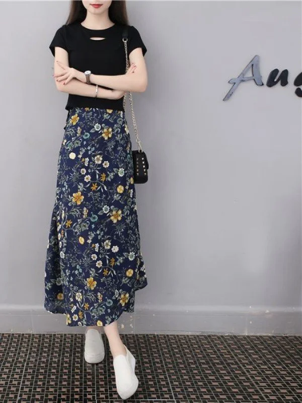 

High Waist Printed Casual Women's Dr European Sle Wrap around Skirt Loose Fit Summer Collection Chinese Origin