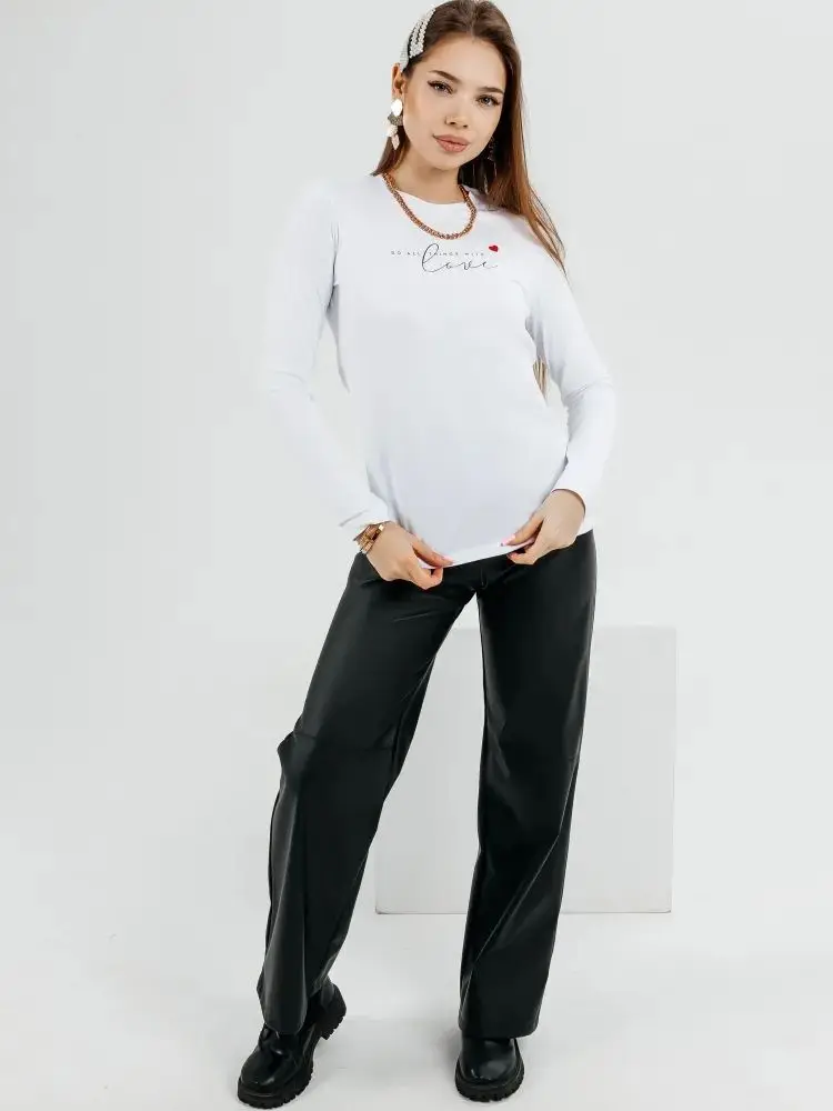 SŁODKI Uroczy Miłość 100% Bawełna Koszulka z Długim Rękawem Cienka Bluza Pulower Luźny Duży Rozmiar Kolegium Kobiety Podstawowy Jesienno-Zimowy Top