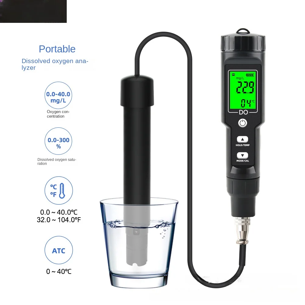 

Portable dissolved oxygen analyzer 0.0-40mg/L digital dissolved oxygen analyzer aquaculture fish pond detection instrument