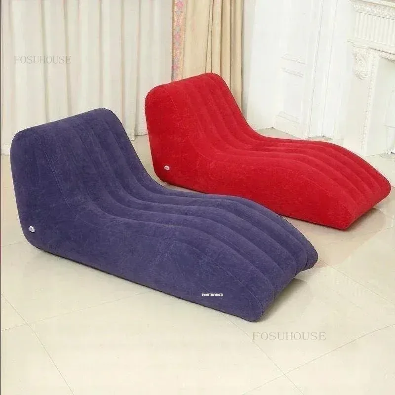S-shaped Inflatable Seatings Simple Inflatable Sofa Recliner Single Fold Lazy Sofa Chair Bedroom Couple Sofas