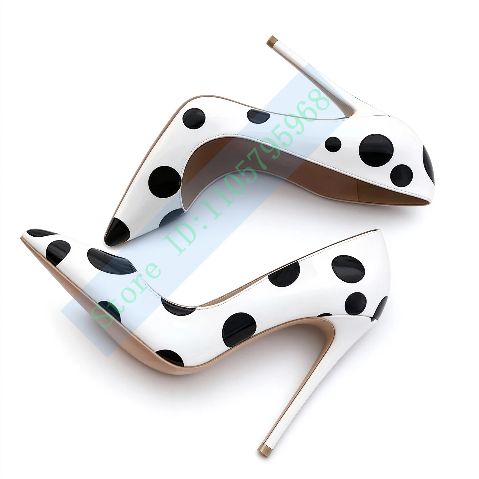 Zapatos de Tacón Alto con Punta en Pico y Estampado de Lunares Clásicos para Mujer, Elegantes y a la Moda, para Vestir, Fiestas, Bodas, Oficina, Uso Diario