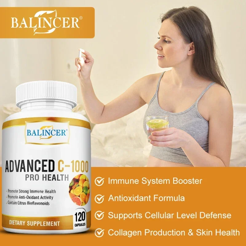 Balincer Vitamin C Complex 1000 Mg with Rose Hips - High Potency, Helps Fight Free Radicals, Immune Support, Antioxidant