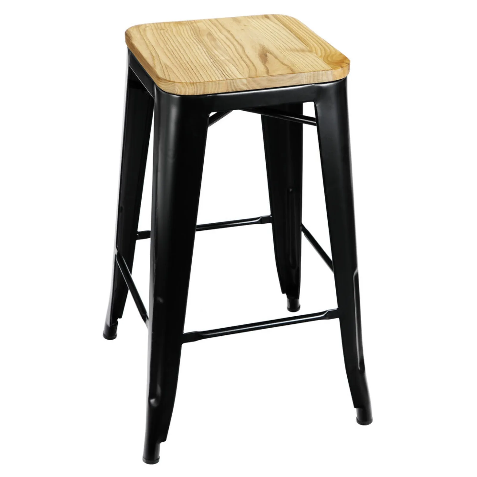 US Bar Stools Set para Interior e Exterior, Contra Altura, Preto, 26 polegadas, Conjunto de 4