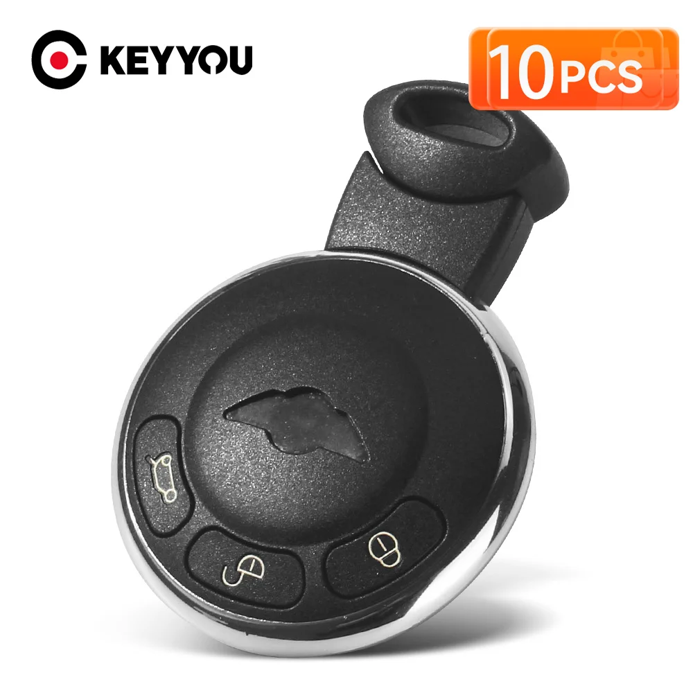 KEYYOU 10Pcs Replacement 3 Buttons Remote Smart Card Car Key Shell Cover Case For BMW Mini Cooper R56 2007-2014 With Logo Groove