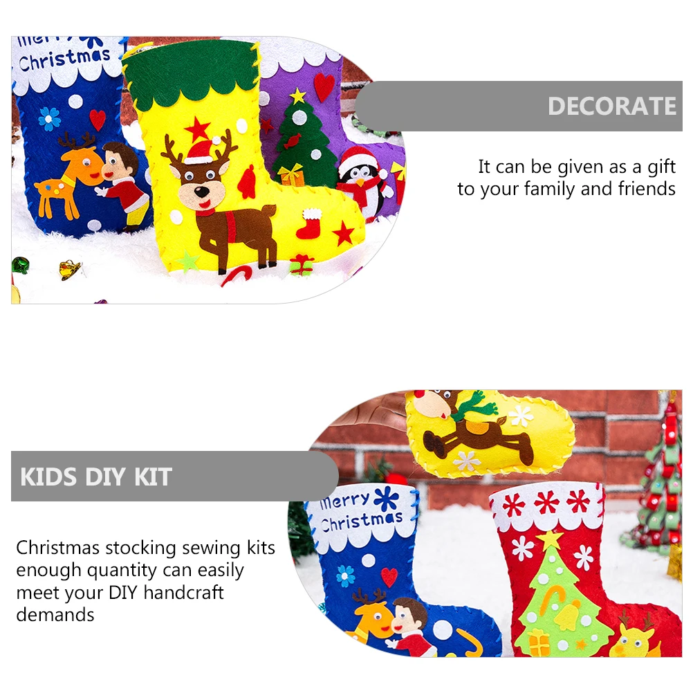 

10Pcs Christmas Stockings Craft DIY Handcraft Sewing Kit Kids Imagination Skill Xmas Decoration Material DIY Christmas Sock Kit