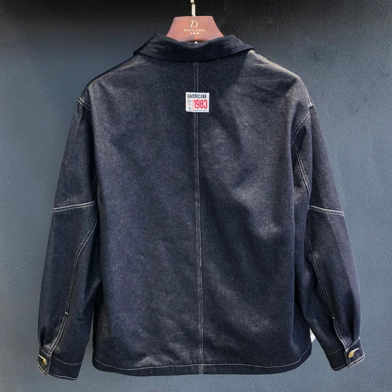 

Spring and Autumn New Men's Denim Jacket Fashion Trendy Brand Simple and Casual High end Breathable Collar Pocket Clothes