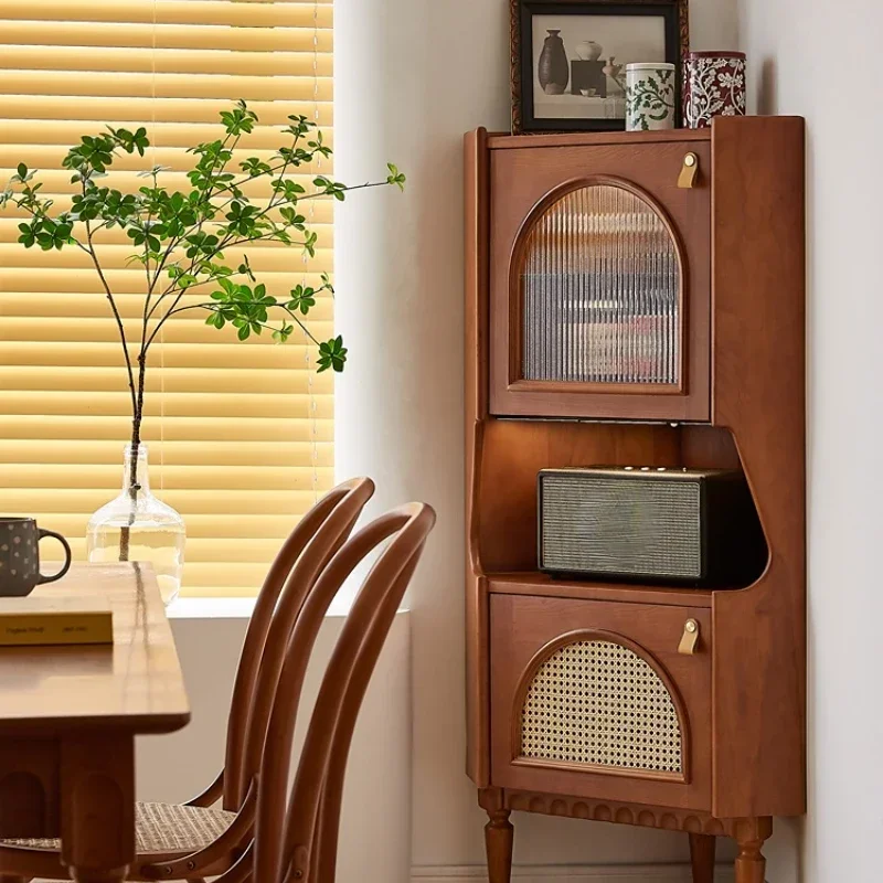 

Треугольный шкаф из цельного дерева из ротанга Cherrywood, шкаф для хранения, настенный шкаф