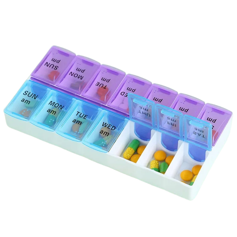 

14 Grids Weekly Pill Case 7 Days Medicine Box Tablet Dispenser Organizer Pill Box Splitters Plastic Storage Box pill container