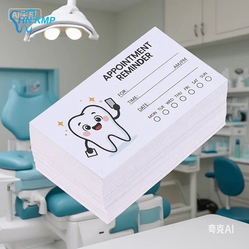 

100pcs Cute Tooth Design Dental Appointment Reminder Cards Professional Patient Notification Cards With Checkboxes Time & Date