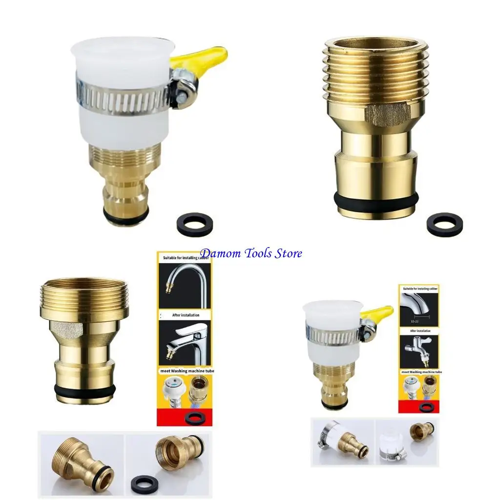 

57BE Sturdy Brass Washing Machine Tap Converter for Easy Hose Attachment Use