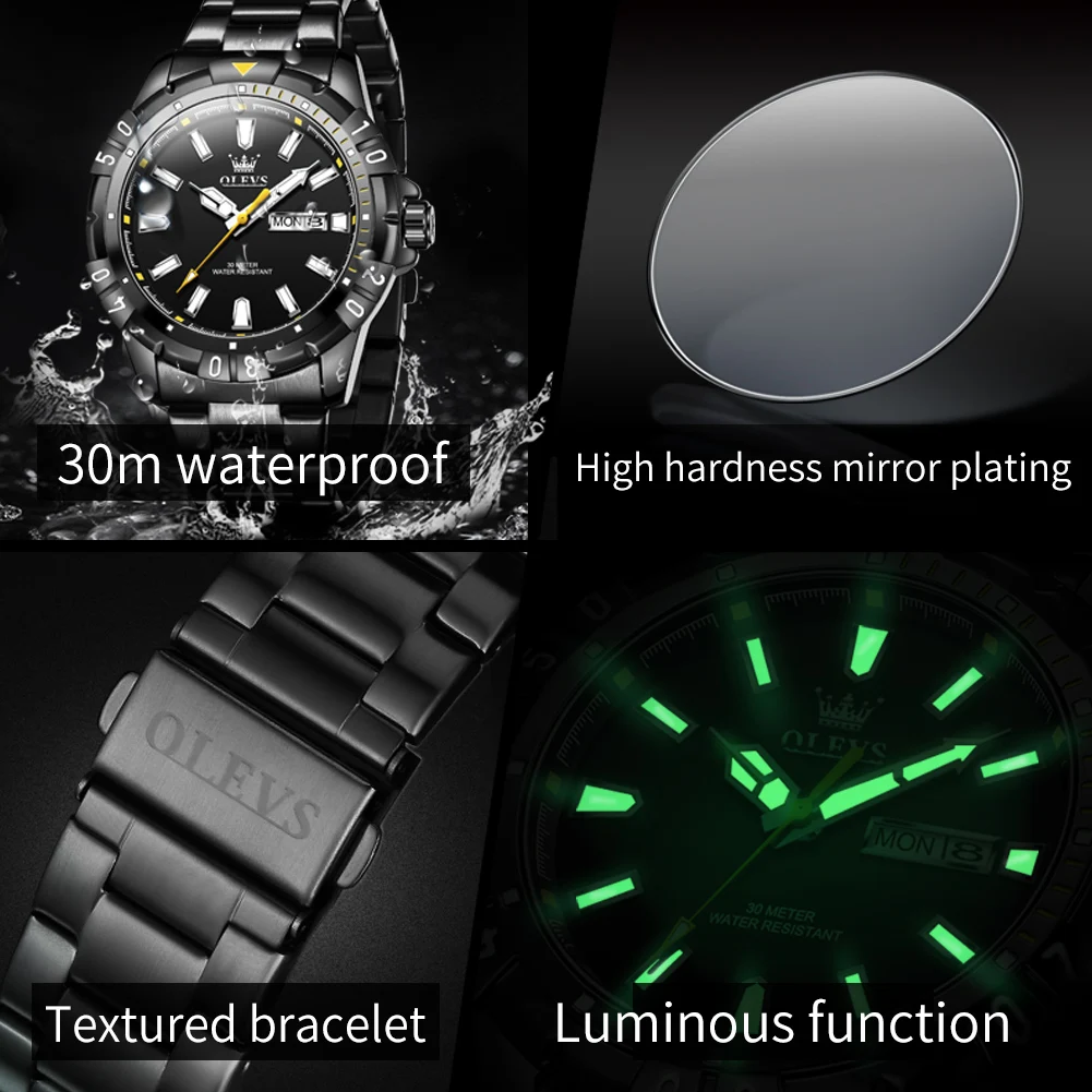 OLEVS 5560 Quartz Mens Watches Luxury High Quality Original Fashion Casual Luminous Hands Waterproof  Stainless Steel Top Gifts