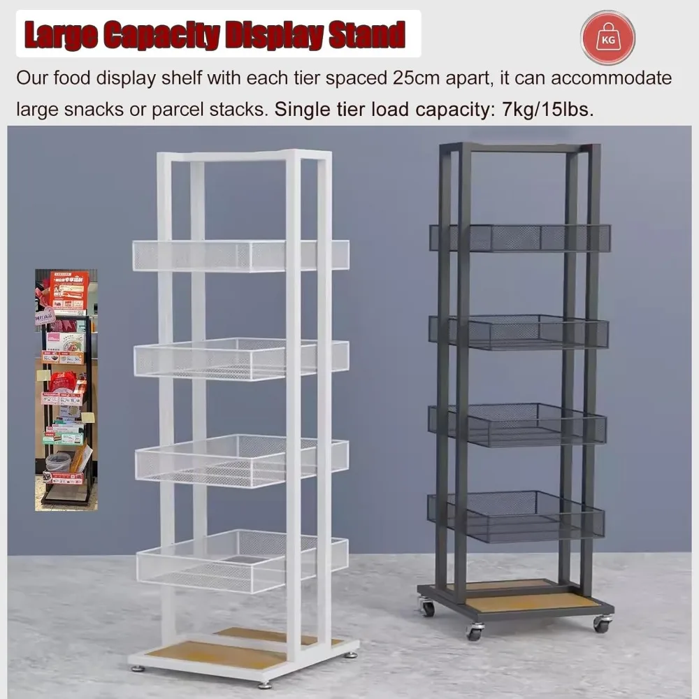 عربة الوجبات الخفيفة المتنقلة مع 4 أرفف للاستخدام المنزلي والمطبخ والمتجر المريح