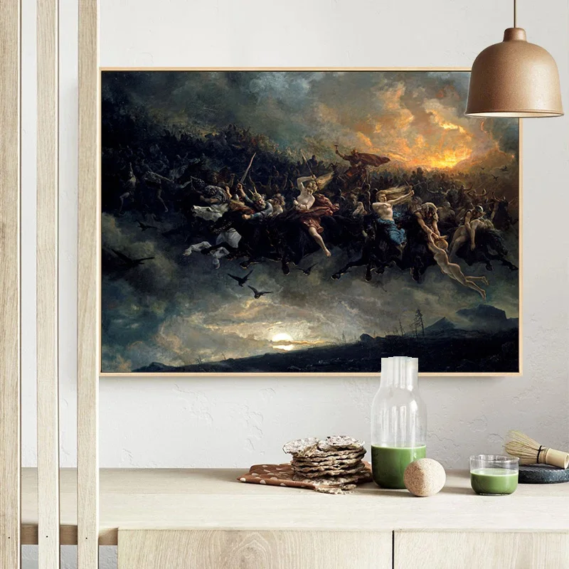 The Wild Hunt of Odin Crossing The Delaware Liberty Leading The People Painting Canvas Print Poster for Living Room Home Decor