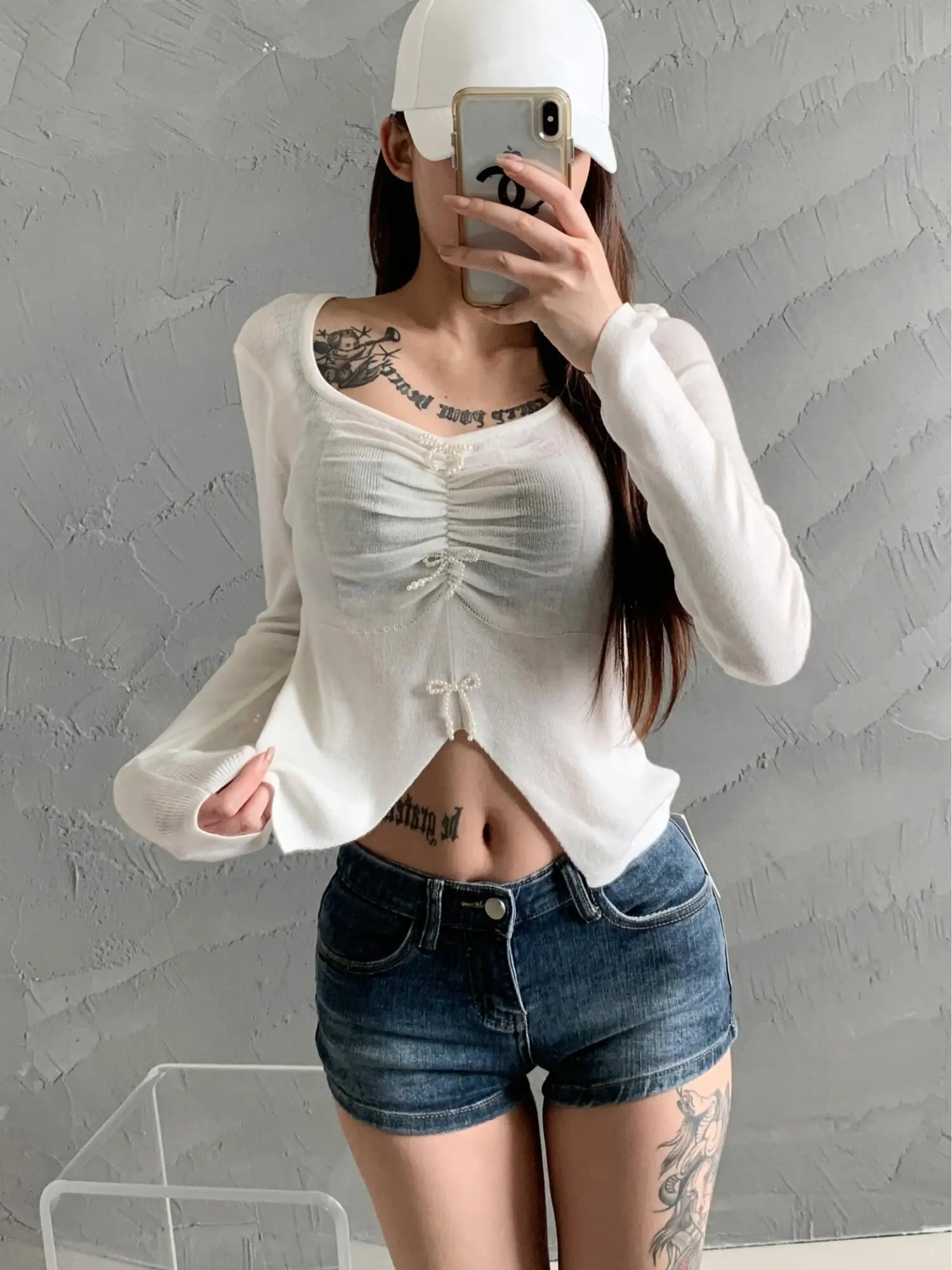 Wrinkle Design Sense U-neck Top New Stylish Slim Irregular Long Sleeved Knitted Sweater Casual Sweet Women Tops 2024 New N8NO