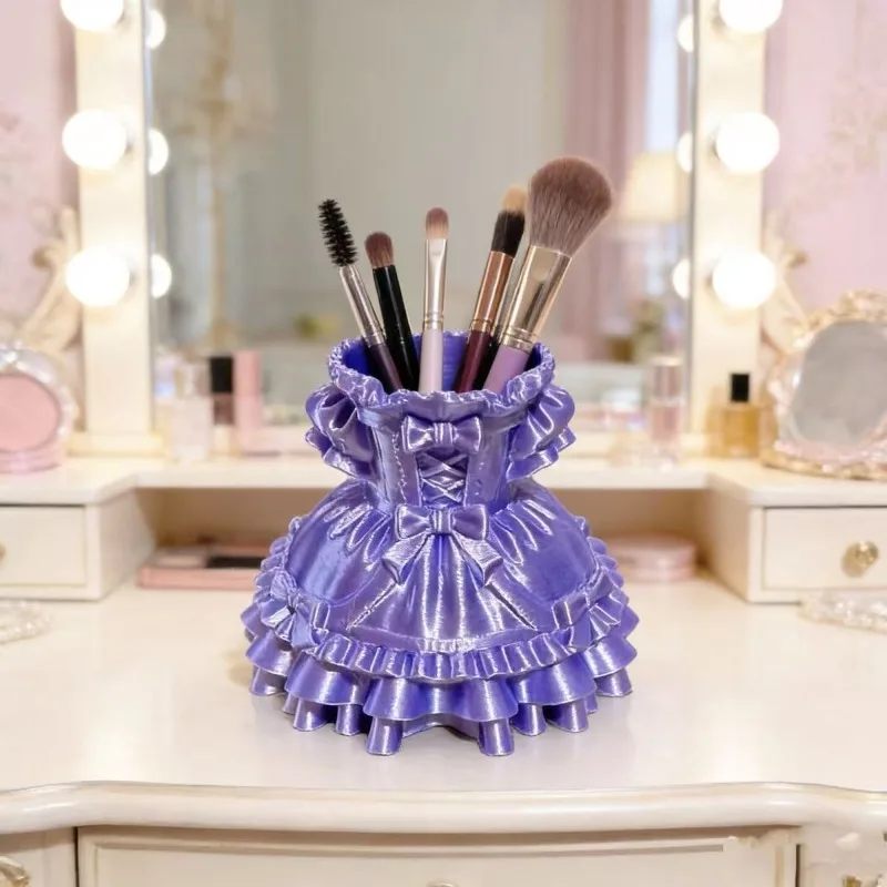 Hot 3D Printed New Princess Dress Lolita Girl Cute Desktop Storage Box Pen Holder Makeup Decoration Ornament - view 5