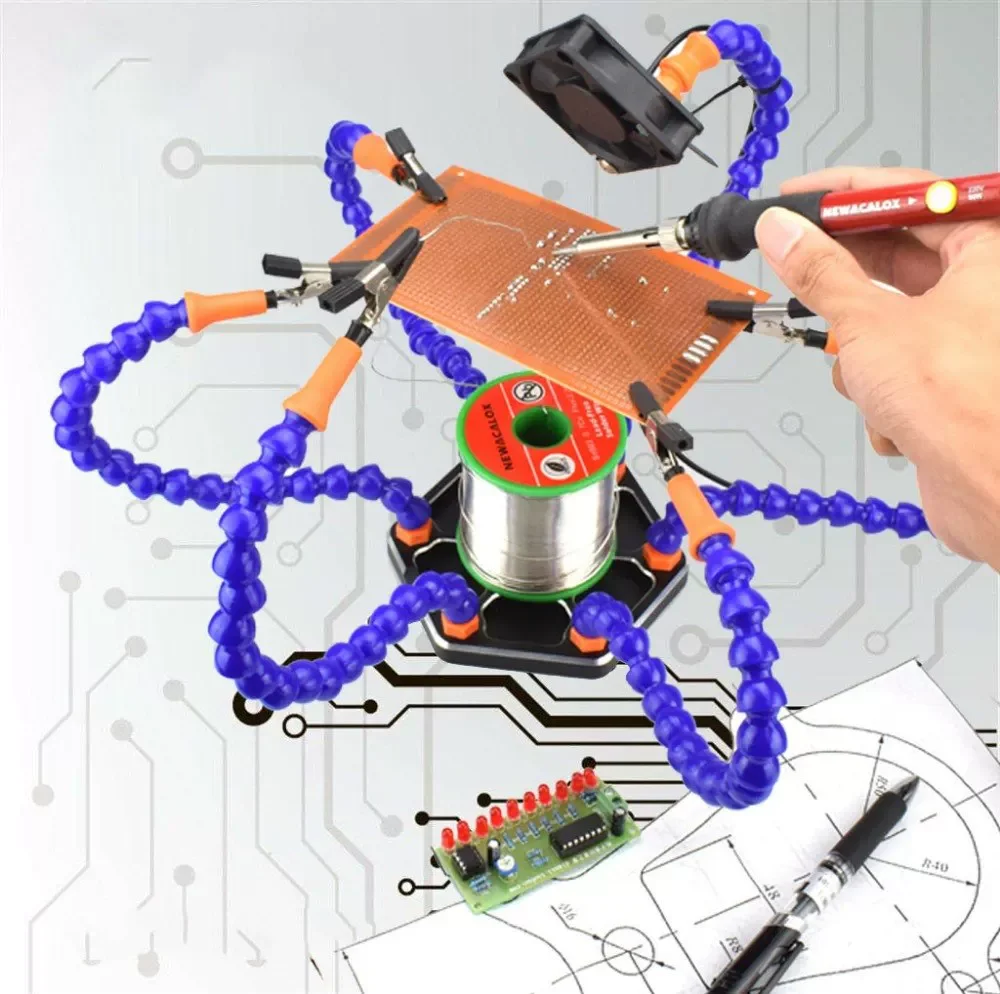 محطة لحام من سبائك الألومنيوم متعددة الوظائف بستة مخالب ملحقات طائرات نموذجية XT60 التحكم في الطيران FPV6-مخلب لحام st #4