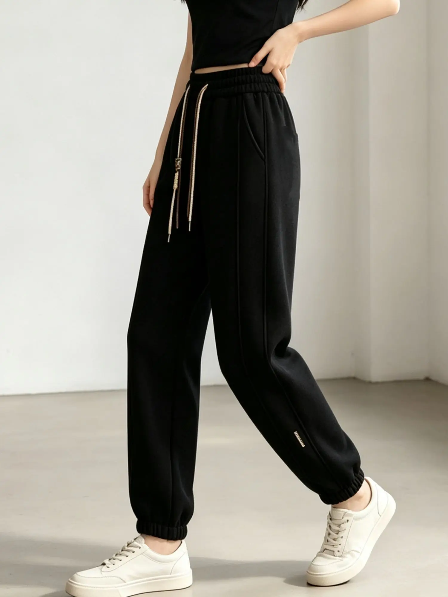 Women's Plus‑Size Smile Face Sweatpants, Spring & Autumn Korean Style Joggers, New Arrival Ankle‑Length Harem Casual Pants