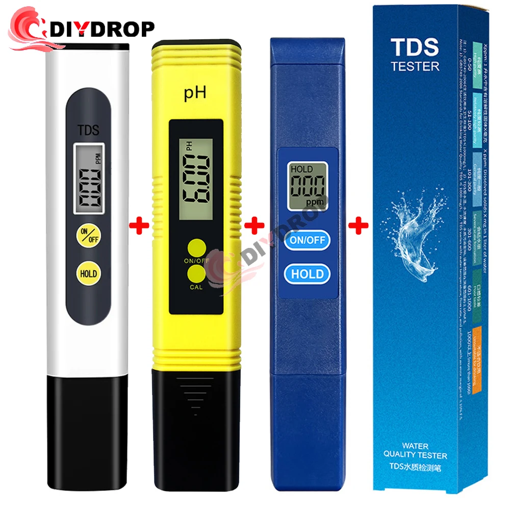 

PH Meter & TDS Meter Digital Water Quality Tester 0-14 PH Meter Tester 0-9990PPM TDS&EC LCD Water Purity PPM Aquarium Filter