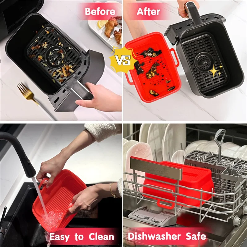 ABZA-بطانات مقلاة هوائية من السيليكون قابلة للطي، وعاء سيليكون للمقلاة الهوائية لملحقات مقلاة الهواء المزدوجة نينجا DZ201410 فودي