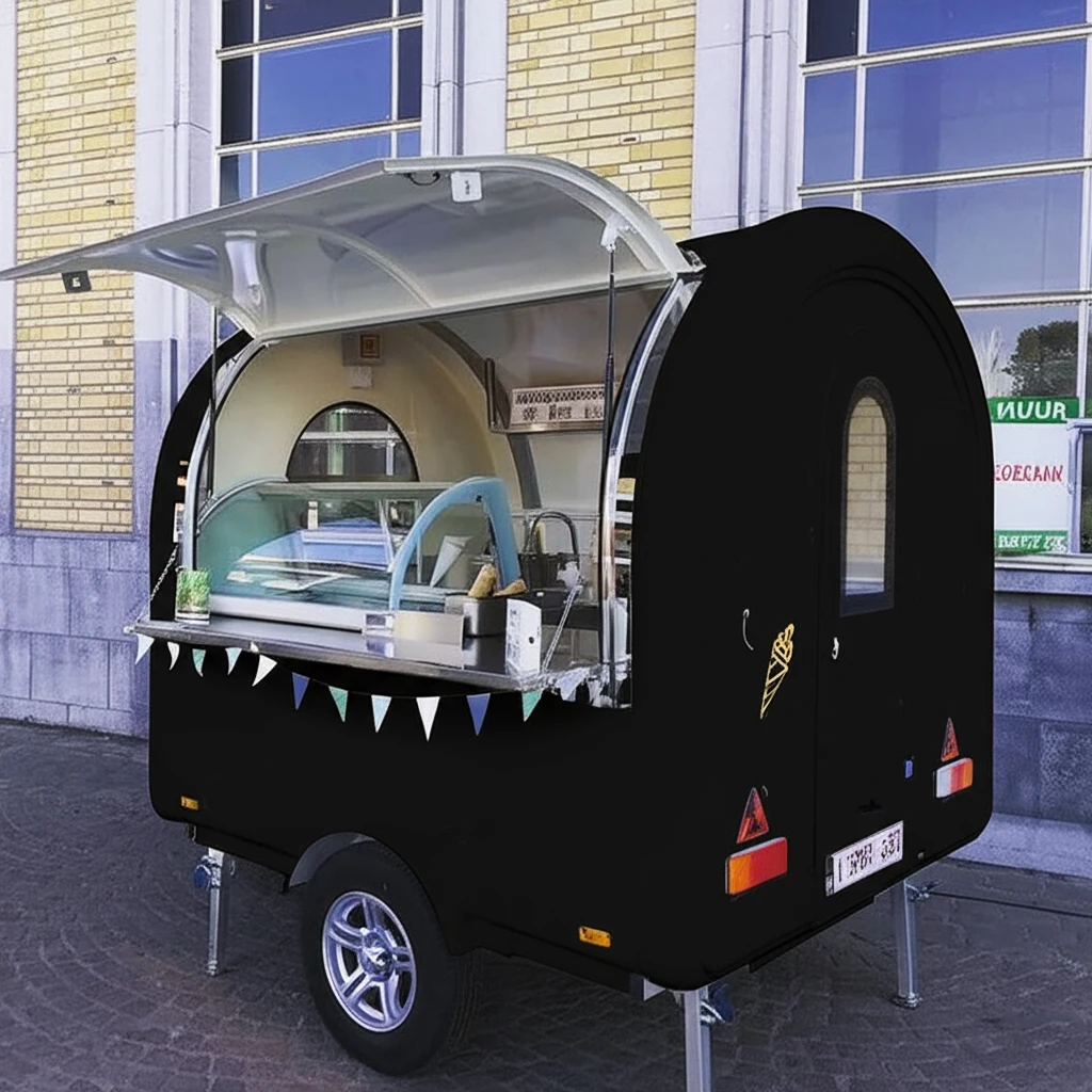 

Custom Food Truck Food Trailer Concession Trailer with Porch for Hot Dog Tacos Pizza Street Food Catering